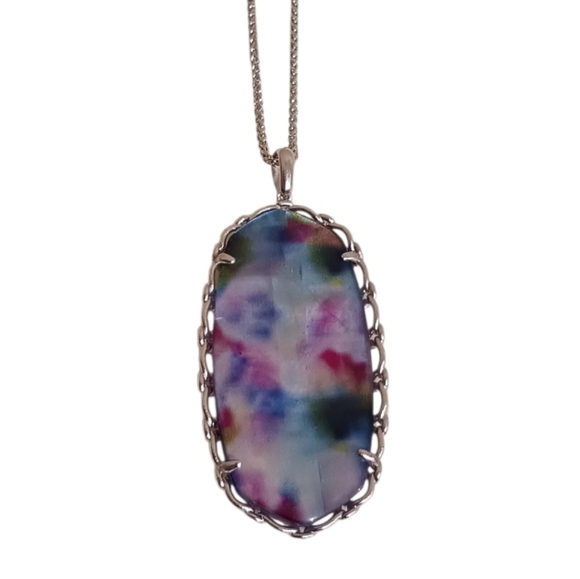 Kendra Scott Macrame Reid Tie Dye Illusion Pendant Necklace - Picture 3 of 9